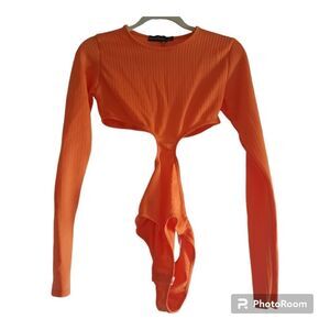 PrettyLittleThing Textured Cut Out Long Sleeve Bodysuit